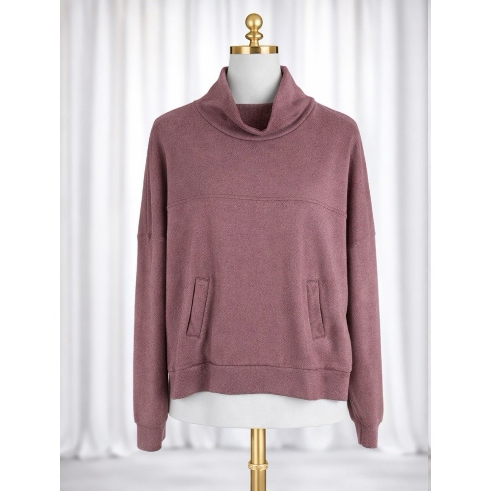 Freely Pullover Sweatshirt‎ Pink Cowl Neck Pocket Buttery Soft Knit Size XL